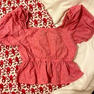 Wild Fable pink ruffle top (cropped)